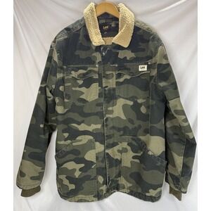 LEE Sherpa Lined Jacket Durable Heavy Cotton Camo Print Jacket Size Large